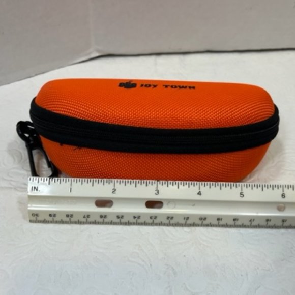 Orange Joy Town Eyeglasses/Sunglasses Soft Clam Shell Zip Case 6.5"x3"x2" - Picture 5 of 5